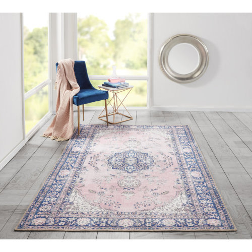 Charlton Home® Neptune Power Loom Pink/Blue Rug & Reviews | Wayfair