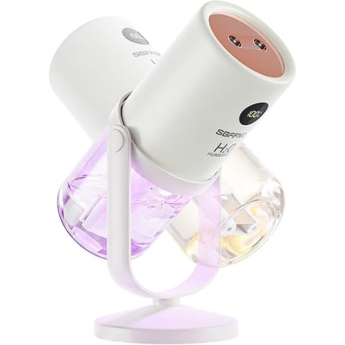 Upgraded Dual Mist Portable Humidifier, Cordless Handheld Cool Mist Humidifier for Travel, Car, Bedroom, Plant Care, Indoor & Outdoor Use with Long-Lasting Runtime to Relieve Dry Skin and Sore Throat