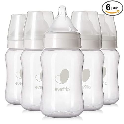 Evenflo Feeding Premium Proflo Venting Balance Plus Wide Neck Baby, Newborn and Infant Bottles - Helps Reduce Colic - 9 Ounce (Pack of 6)