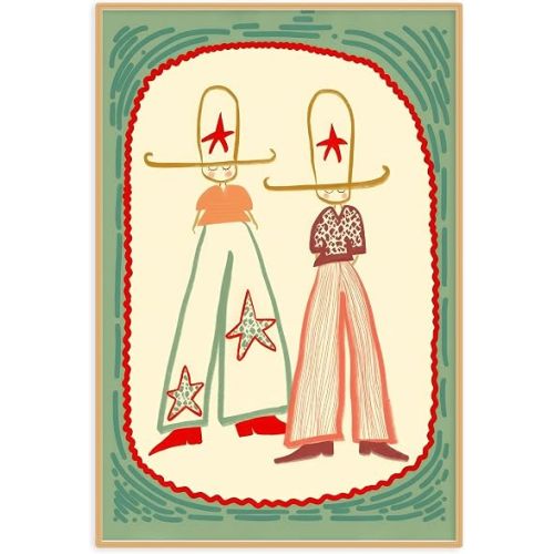 Southwestern Cowboys Wall Art Colorful Abstract Western Vintage Whimsical