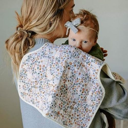 Little Unicorn Ultra-Absorbent Premium Burp Cloth 2 Pack | Soft on Baby's Skin | Larger Size | Ergonomic Design | Set of 2 (Pressed Petals)