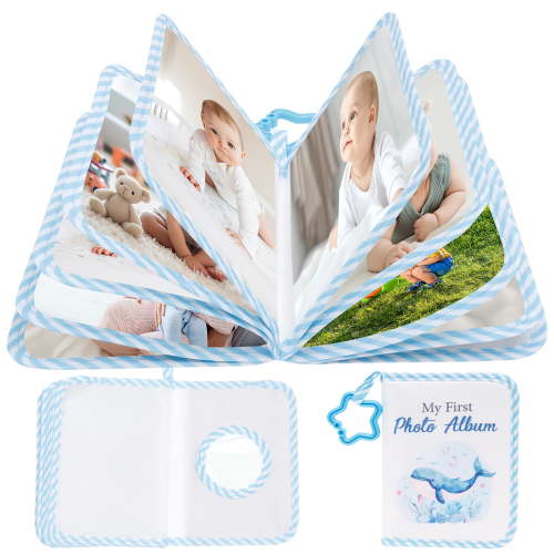 Ikoopy Baby's My First Album Hold 17pcs 6.5x4.41 inch Picture Infant Photo Album Soft Cloth Picture Book My First Photo Book for Infant or Toddler Present for Baby Shower Newborn Family