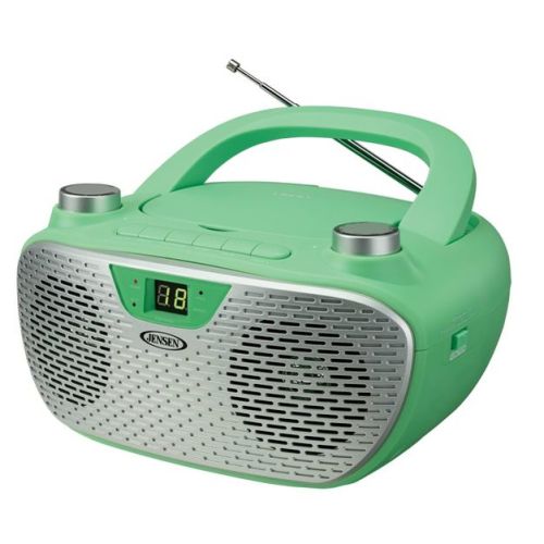 Jensen Portable Stereo Compact Disc Player with AM/FM Stereo Radio - Green: Digital Display, Dual Speakers