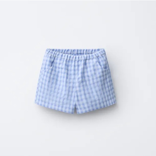 GINGHAM SHORTS - Mid-blue | ZARA United States