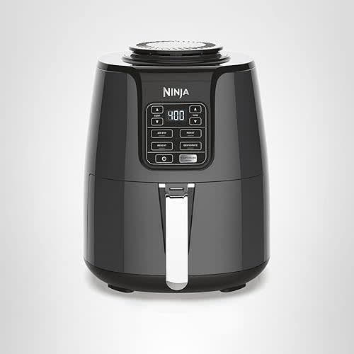 Ninja | Air Fryer | 4 QT Capacity | 4-in1 Roast, Crisp, Roast, Reheats, & Dehydrates | Dishwasher Safe Parts | Includes 20 Easy & Healthy Recipes | Compact | Grey | AF101