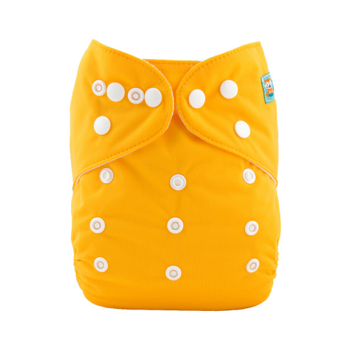 ALVABABY Solid Cloth Diaper - One Size Adjustable Washable & Reusable Diaper with Pocket for Babies (Yellow, B01A)