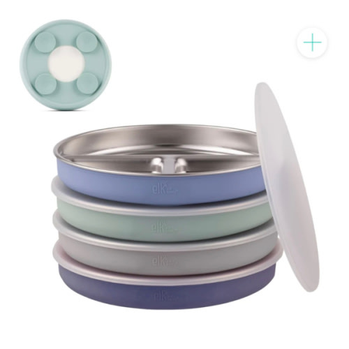 7.8" Stainless Steel Divided Plates with Suction Sleeve