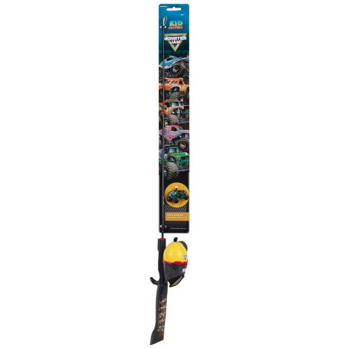Kid Casters Monster Jam Youth Fishing Pole and Reel Combo Kit with Pre-Spooled Reel