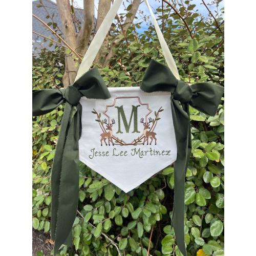 Custom Embroidered Baby Banner - Little Buck Outdoor Hunting Theme