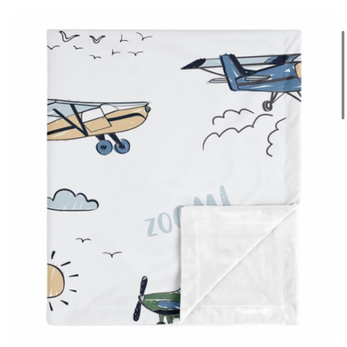 Airplane Green and Blue Collection Baby Blanket