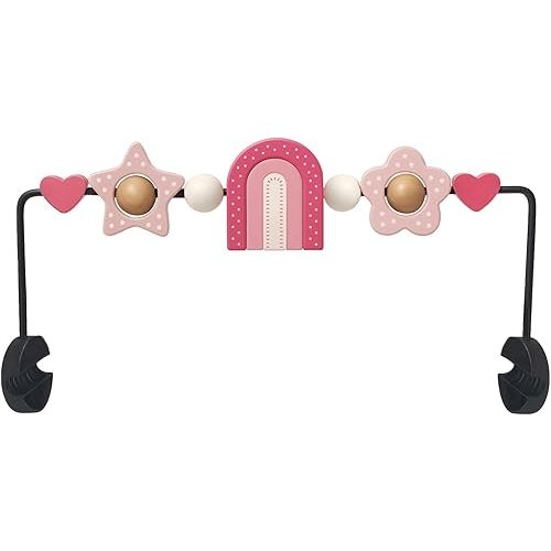 Baby Bouncer Toy Bar– Compatible with Baby Bjorn Bouncer, Wooden Bouncer Toy Bar Attachment, Rotatable Sensory Toys Gifts for Babies (Rainbow)