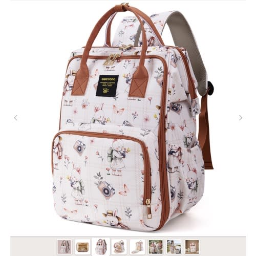 SUNVENO Wide Open Frame Diaper Bag Backpack with Insulated Bottle Pockets