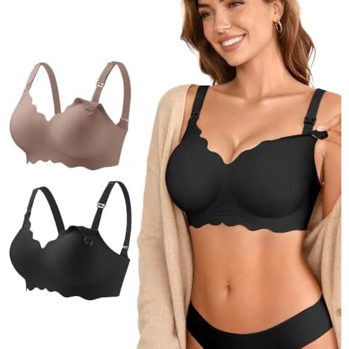 DEANGELMON Maternity Nursing Bra for Women Breastfeeding - Jelly Pregnancy Pumping Breast Feeding Seamless Bras with Support