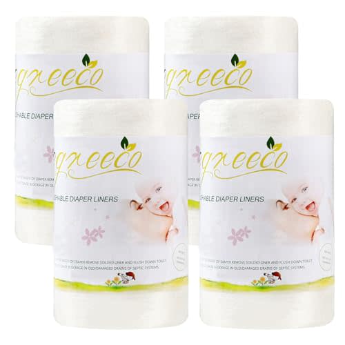 wegreeco Cloth Diaper Liners - Unscented Diaper Liners, Fragance Free Cloth Diapers Liner - 100 Sheets Per Roll (4 Roll)