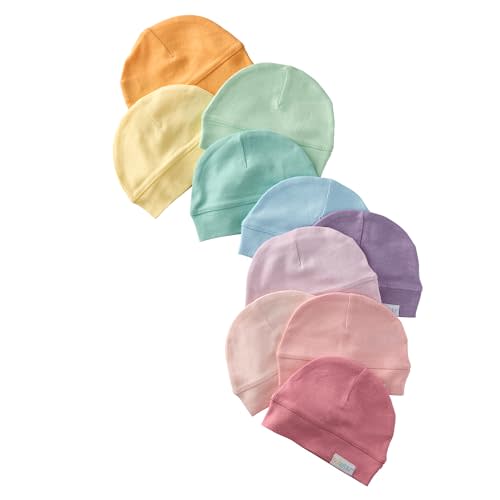 Charlie 10-Pack Baby Hats 100% Organic Cotton Baby Beanies for Newborn, Infant, and Baby Girls, Boys, Unisex