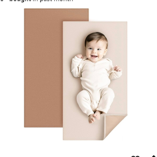 Konssy Faux Leather Baby Changing Mat, Waterproof, Wipeable & Portable Diaper Changing Pad for Travel or Home, Fits Perfectly in Diaper Bag, 30 x 17 inches (Brown,Beige)