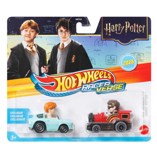 Hot Wheels RacerVerse Die-Cast Cars, Set of 2 Toy Vehicles with Character Drivers Optimized for RacerVerse Track (Styles May Vary)