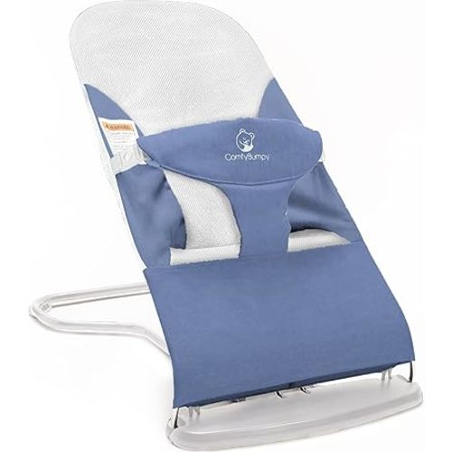 ComfyBumpy Ergonomic Baby Bouncer Seat - Safe, Portable Bouncing Chair with Adjustable Height Positions - Infant Bouncy Seat Perfect for Newborn Babies (Blue)