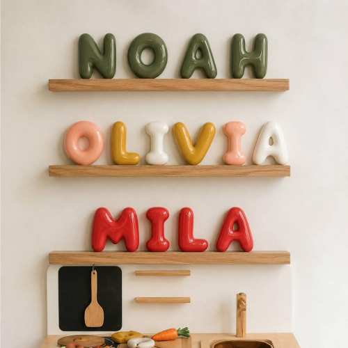 Custom Bubble Letter Name Sign, Nursery Wall Decor