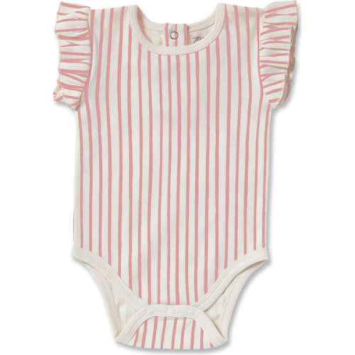 Stripes Away Sleeveless Ruffle One-Piece, Peony - Pehr | Maisonette