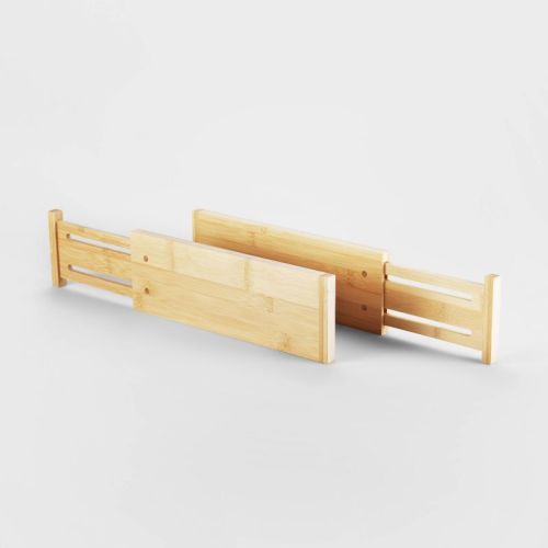 Set Of 2 Bamboo Expandable Drawer Dividers - Brightroom™: Adjustable Organizer For Dresser & Clothes, 12-18" Length