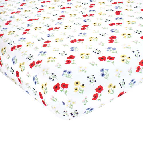 Hudson Baby Infant Girl Cotton Fitted Crib Sheet, Wildflower, One Size