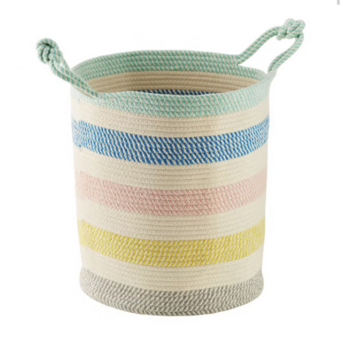 Tall Multicolor Cotton Rope Oval Bin with Handles | The Container Store