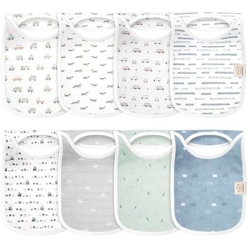 KeaBabies 8-Pack Bibs for Baby Girls, Boys, Pullover Baby Bibs (Vessels)