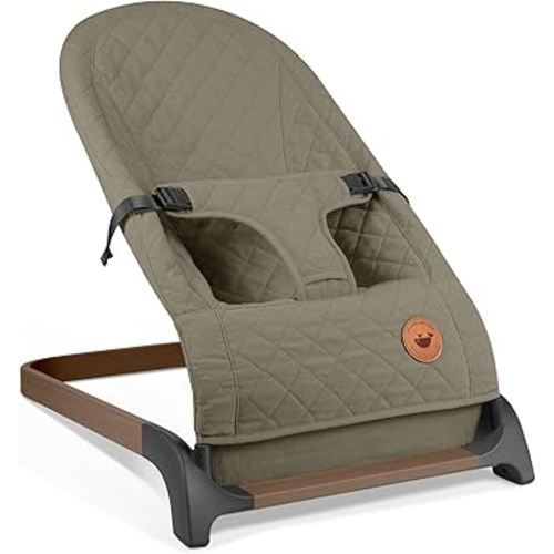 ANGELBLISS Baby Bouncer, Portable Bouncer Seat for Babies, Infants Bouncy Seat with Cotton Fabric, Natural Vibrations (Green)