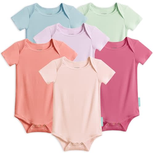 PurComfy Bamboo Viscose Short Sleeve Bodysuit Baby, Unisex Baby | Ideal For Sensitive Skin, Supersoft Summer Bodysuits, One-Piece, Neutral for Boy Girl