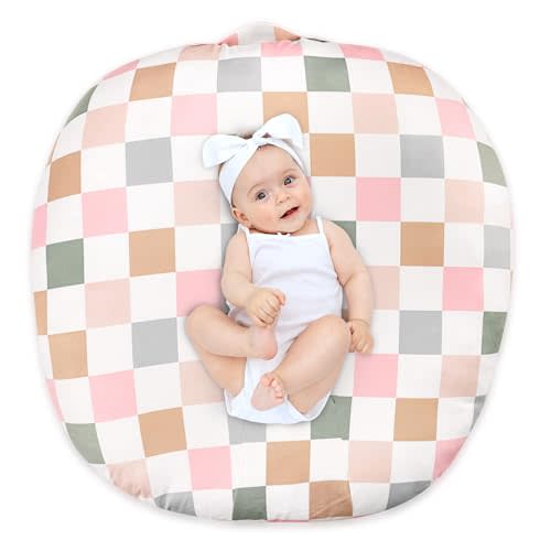 Newborn Lounger Cover Removable Cover Ultra Soft Comfortable Lounger Slipcover Removable Cover for Infant Lounger Pillow, Colorful Checkered (Lounger Pillow Not Included)