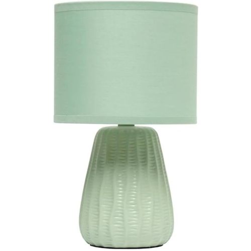 Simple Designs LT1138-SGE 11.02" Traditional Mini Modern Ceramic Texture Pastel Accent Bedside Table Desk Lamp w Matching Fabric Shade for Decor,Bedroom, Nightstand, Living Room, Entryway, Sage Green