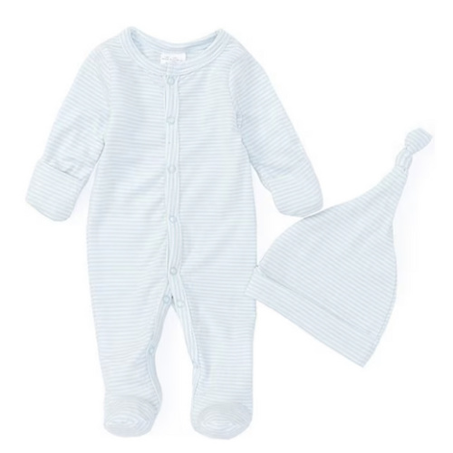 Starting Out Baby Boys Long Sleeve Stripe Footie Coverall & Knot Hat 2-Piece Set