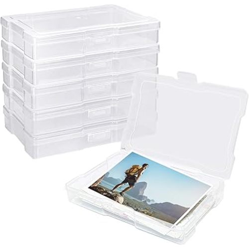 YOIYINI 6Pcs Photo Storage Containers,Photo Storage Craft Keeper,4" x 6" Photo Storage Boxes,Plastic Photo Case for Cards,Stamps,Pictures,Photos,Scrapbooking (6)