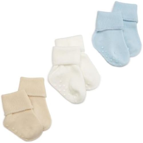 Jefferies Socks Baby Unisex Baby Organic Cotton Non-skid Turn Cuff Socks 3 Pair Pack