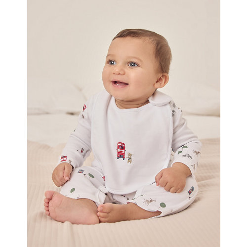 Organic Cotton Sightseeing London Sleepsuit & Bib Set (0–9mths) | Baby Sleepwear | The White Company US