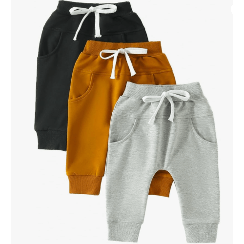 3 Pack Basic Plain Soft Jogger Pants Solid Color Cotton Pants Bloomers Fall Winter Comfy Trousers