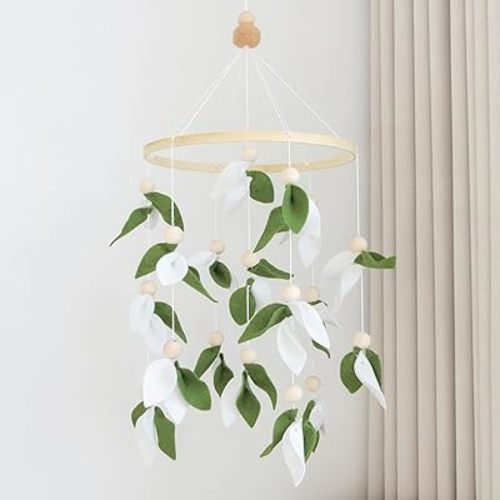 Green Leaf Crib Mobile, Forest Crib Mobile for Boys & Girls, Forest Baby Mobile for Crib, Woodland Mobile for Crib