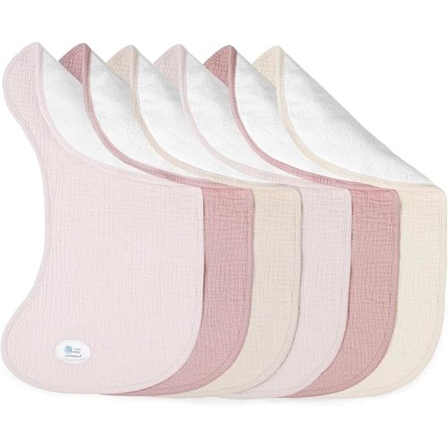 lulumoon Muslin Burp Cloths Sets - Large Cotton Burping Cloth Super Soft and Absorbent for Baby Boys and Girls 6pack (Pink)