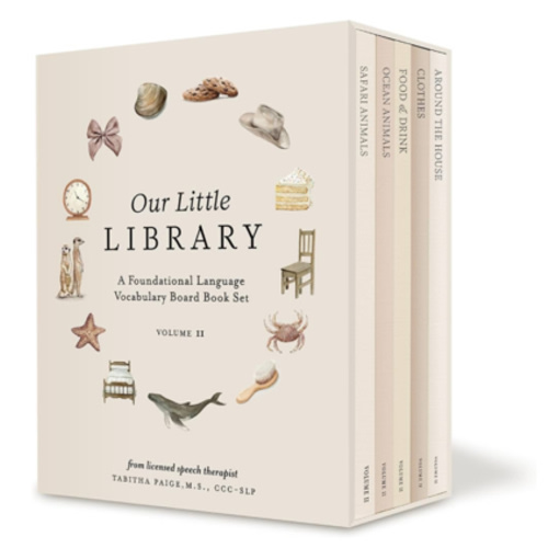 Our Little Library Vol. 2: First 100 Words Board Book Box Set, including Ocean Animals, Safari Animals, Food and Drink, Clothes, and Around the House (Tabitha Paige Children's Book Series)