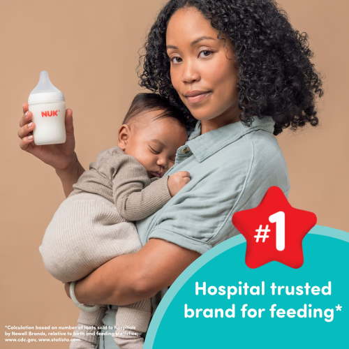 NUK Perfect Match Anti-Colic Baby Bottle, Slow Flow Silicone Nipple, 5 oz, 3 Pack