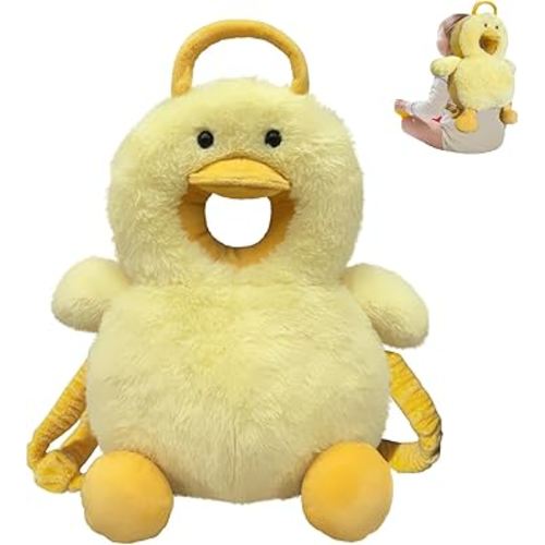 Baby Head Protector Backpack Cushion Wear - Adjustable Baby Toddler Fall Back Head Protector for Crawling Walking Cute Yellow Duck