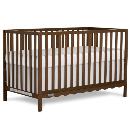 Dream On Me Synergy Wave 5-in-1 Convertible Full Size Baby Crib, Walnut | Converts to Toddler Bed & Daybed, Scalloped Open Slats, 3 Mattress Heights, GREENGUARD Gold, BSA Verified, 50 Lb Limit