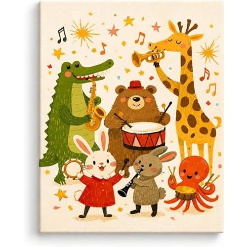 Animal Band Nursery Wall Art Vintage Framed Wall Decor Canvas Wall Art Funny Animal Prints For Bedroom Boys Room Kids Room Wall Decor Canvas Prints 8x10 inch