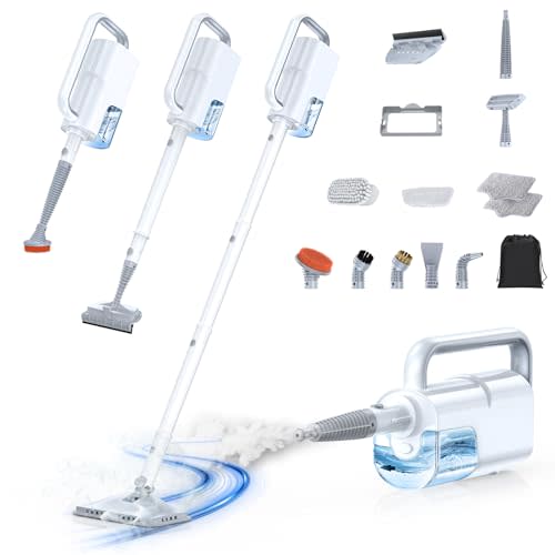 10-in-1 Steam Mop, Detachable Handheld Steam Cleaner for Multi-Surface | 350ml Tank,10s Heat-Up,248°F Steam Cleaner,2-Level Control,Swivel Head for Carpet,Floor,Tiles,BBQ grill,Car Accessories