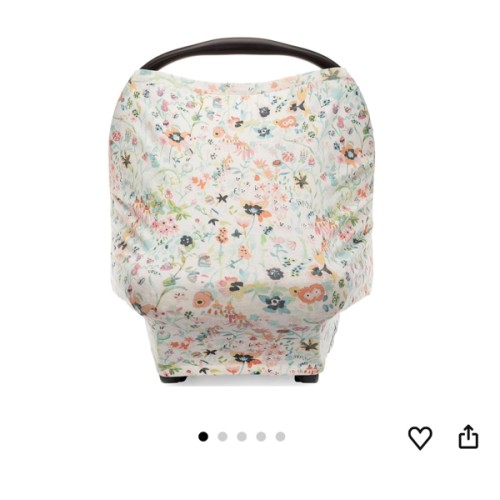 Parker Baby 4 in 1 Car Seat Cover for Girls - Stretchy Carseat Canopy, Nursing Cover, Grocery Cart Cover, High Chair Cover - Bloom