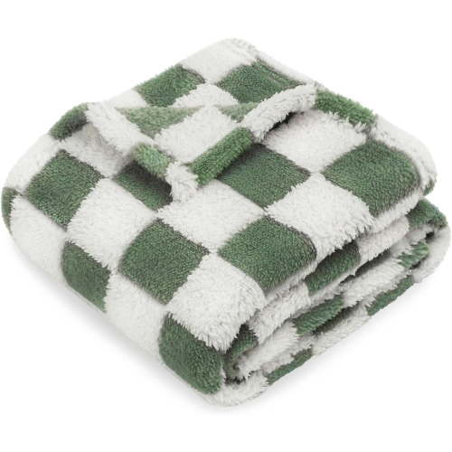 HOMRITAR Baby Blanket for Boys 3D Checkered Baby Blankets Soft Plush Warmer Fluffy Fleece Infant Toddler Newborn Receiving Blankets for Bed Crib Stroller All Season 30 x 40 Inch, Forset Green