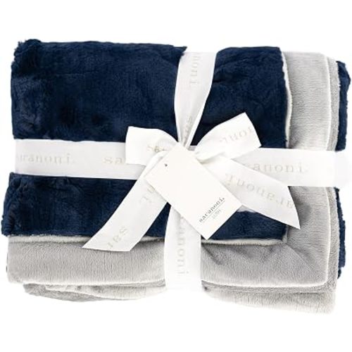 Saranoni Luxury Security Blankets for Babies | Ultra-Soft Lush and Boutique Quality Baby Blanket | Navy Gray, Mini - 15" x 20"