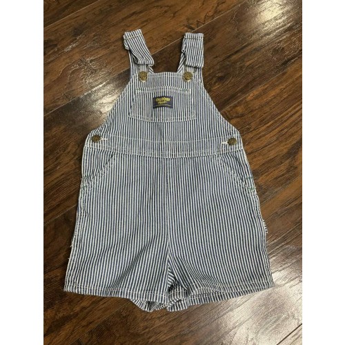 Vintage Oshkosh B'Gosh Blue/White White Stripe Denim Overalls Boys SZ 4T Made IN USA