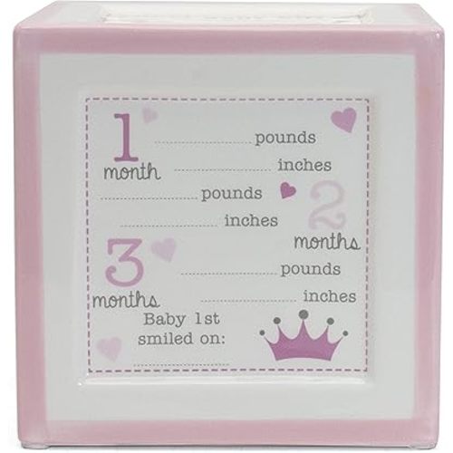 Child to Cherish New Baby Keepsake Piggy Bank, A Block to Grow On, Pink